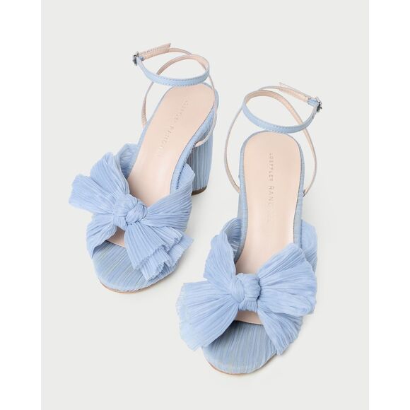 Loeffler Randall Camellia Blue Pleated Bow Heel Size 8 $395 - Picture 4 of 13